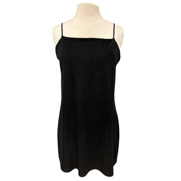 Black Spaghetti Strap Mini Dress By Express Adjustable Straps Ribbed Texture Wom - Picture 1 of 7